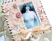 Vintage Nude Mixed Media Mini Quilt Wall Art WISHFUL