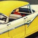 Ford V-8 Car Ad- 1956 Vintage Ephemera Advertising the Yellow Fairlaine Fordor Victoria Automobile