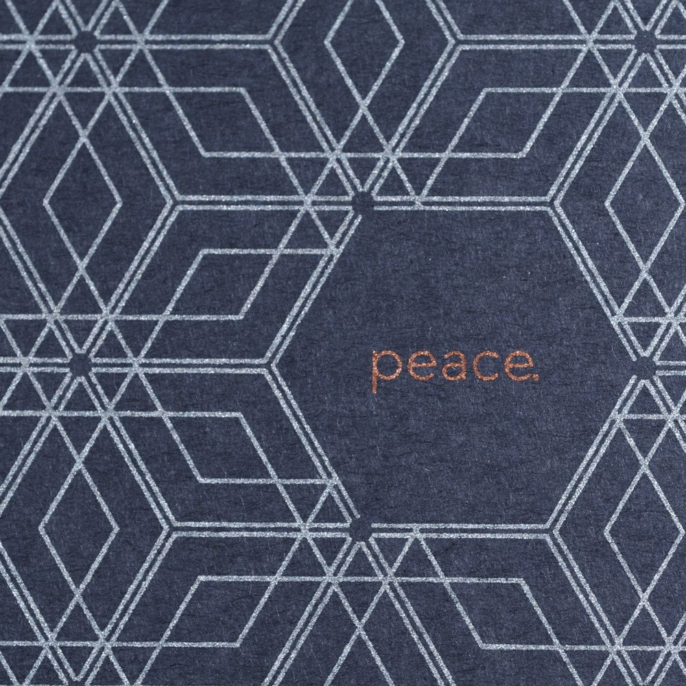 Set of 6 Hand-printed Holiday Cards -- Peace on Midnight