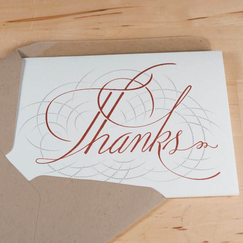 Thank You cards -- Hand-printed calligraphic greeting cards