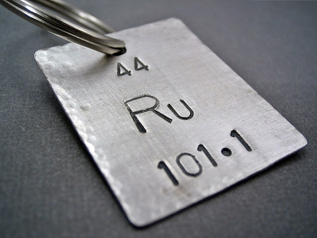 Heavy Metal Thunder -- Element of Your Choice Handstamped Custom Periodic Table Keychain, Key Fob or Pendant -- Sterling Silver