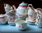 Shabby Chic Vintage Looking Pink and Aqua Personalized Tea Cup Sets Il_170x135