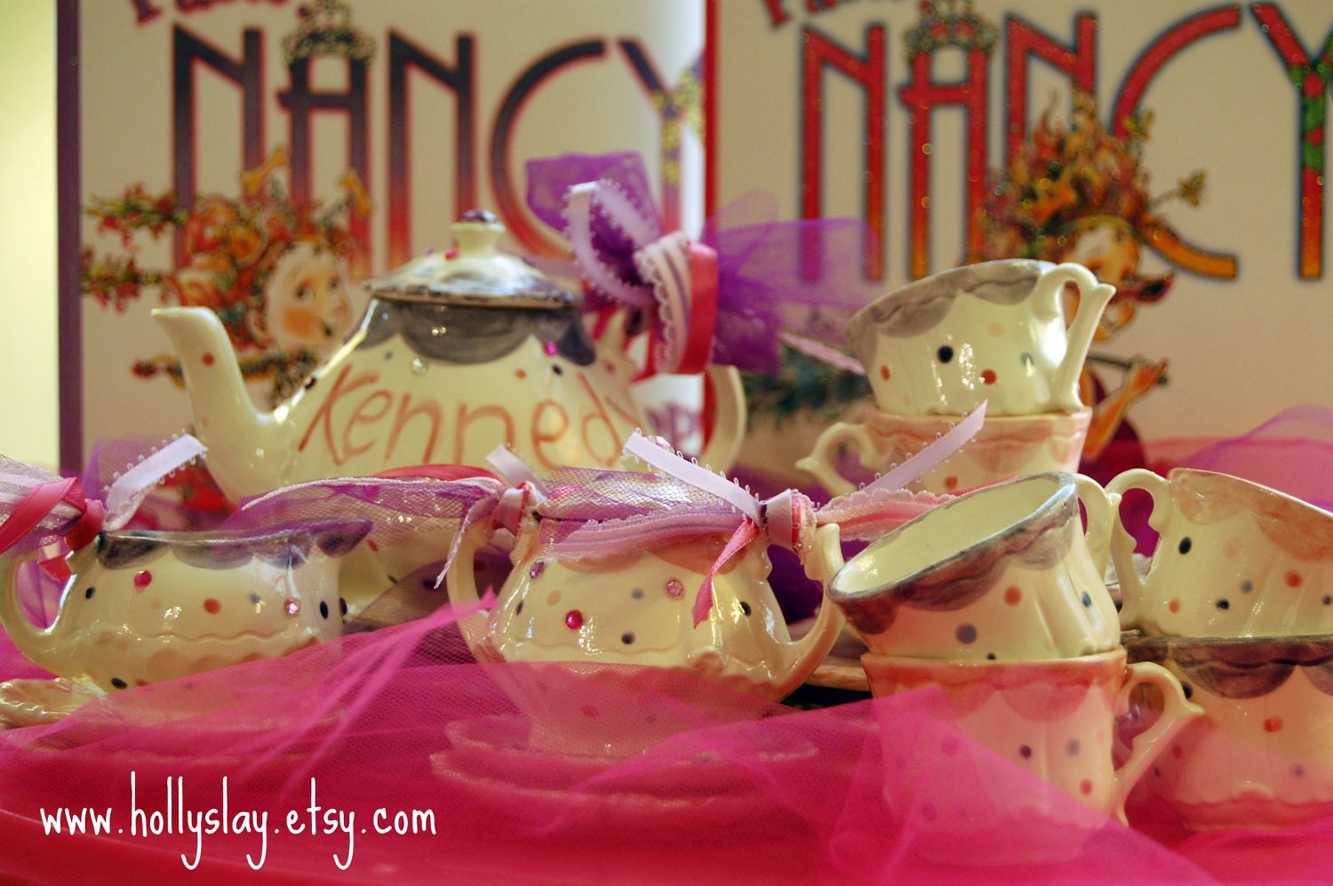 Fancy Nancy inspired Handpainted Personalized Tea Set and Tea Cups for little girls Il_170x135