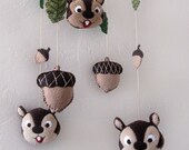 Children Mobile Chipmunks  Acorns and leaves - READY to ship