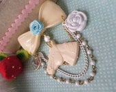 Pastel Show Pony Cream n White Vintage Bow Brooch
