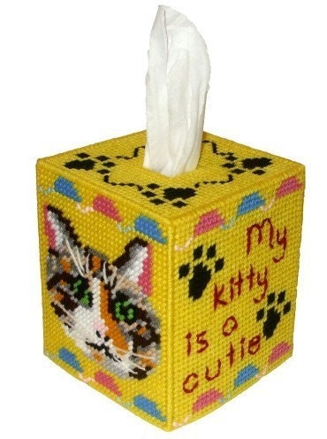 Calico Cat Tissue Box Cover Plastic Canvas PDF Pattern