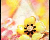 Eye Candy - FLOWER JEWELS - 7x7 Fine Art Print, Spring Pastels,TTV, Square, Polaroid Style, Sepia,Necklace, Vintage Look, Coral,Salmon,Orange Pink, Pastel, Tangerine,Lemon Yellow, Jewelry, Flora, Floral - Photography by Jean Lannen, The Other Jeanie