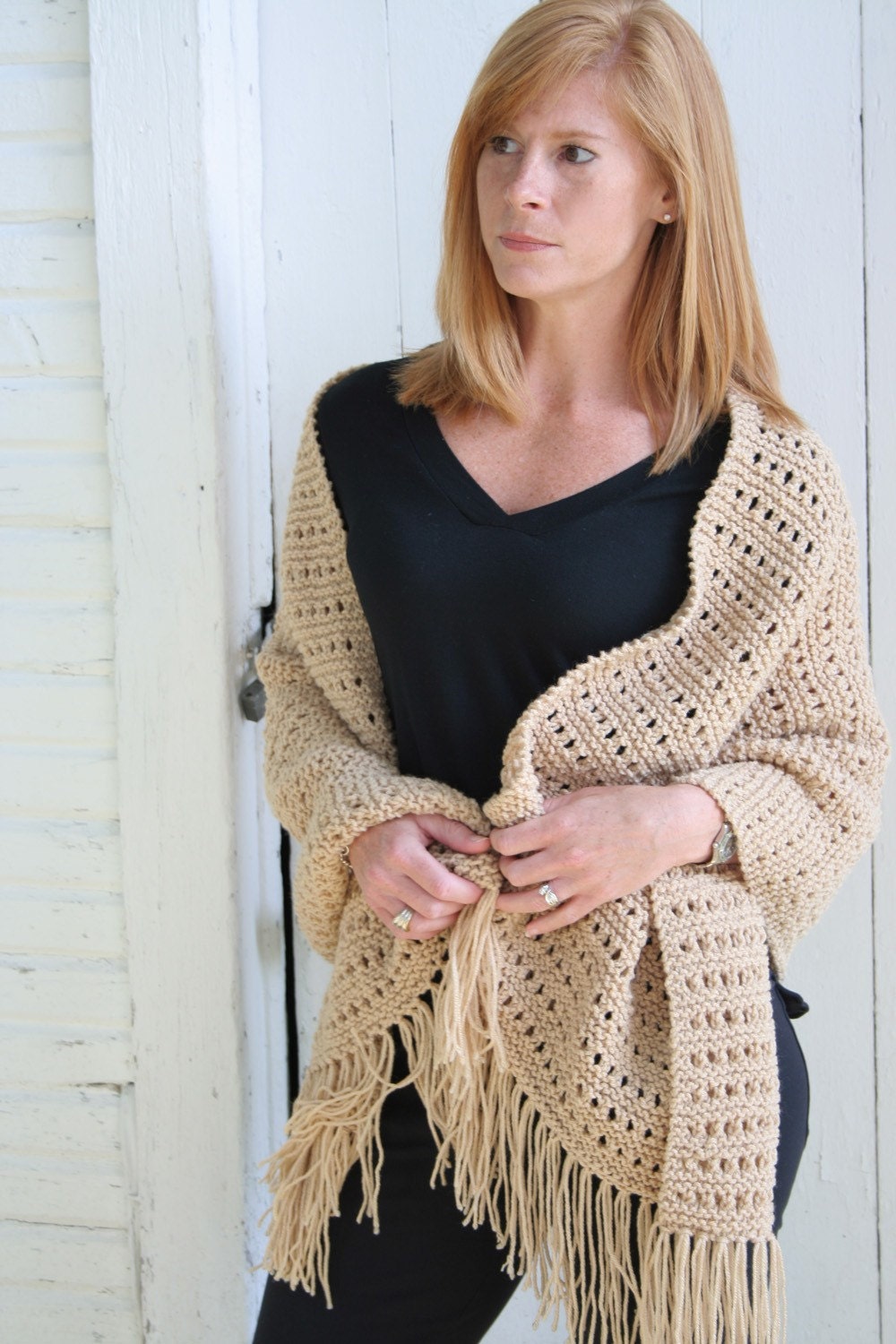 Lacy Looking Caramel Color Shawl