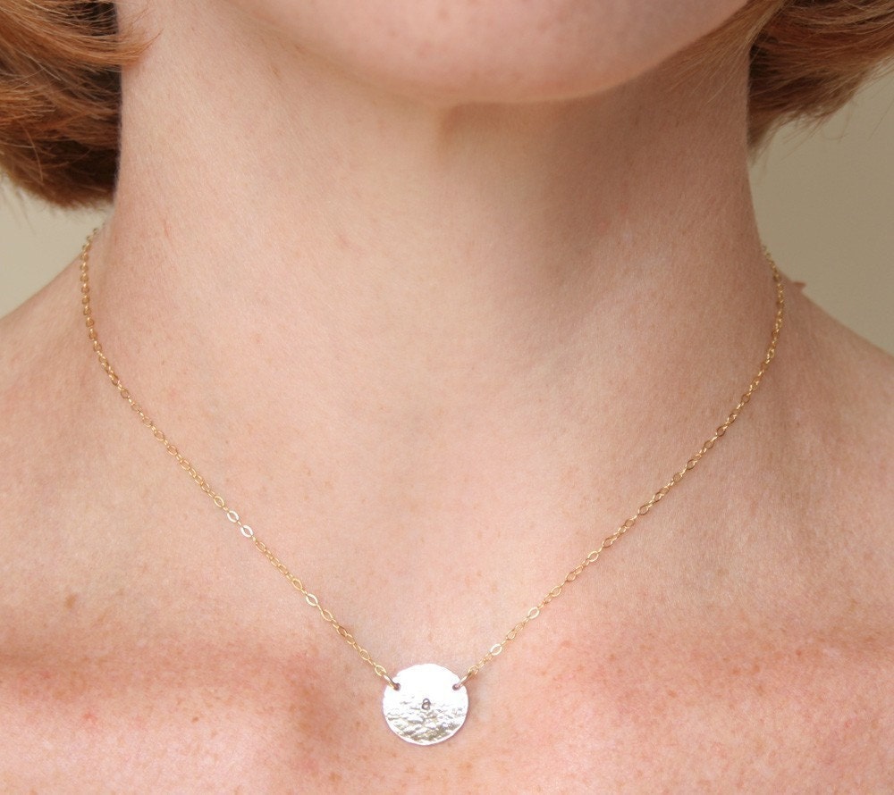 Featured in ivillage.com - Personalized Hammered Simplicity in 14K Gold Filled - Hand Stamped Choker Necklace