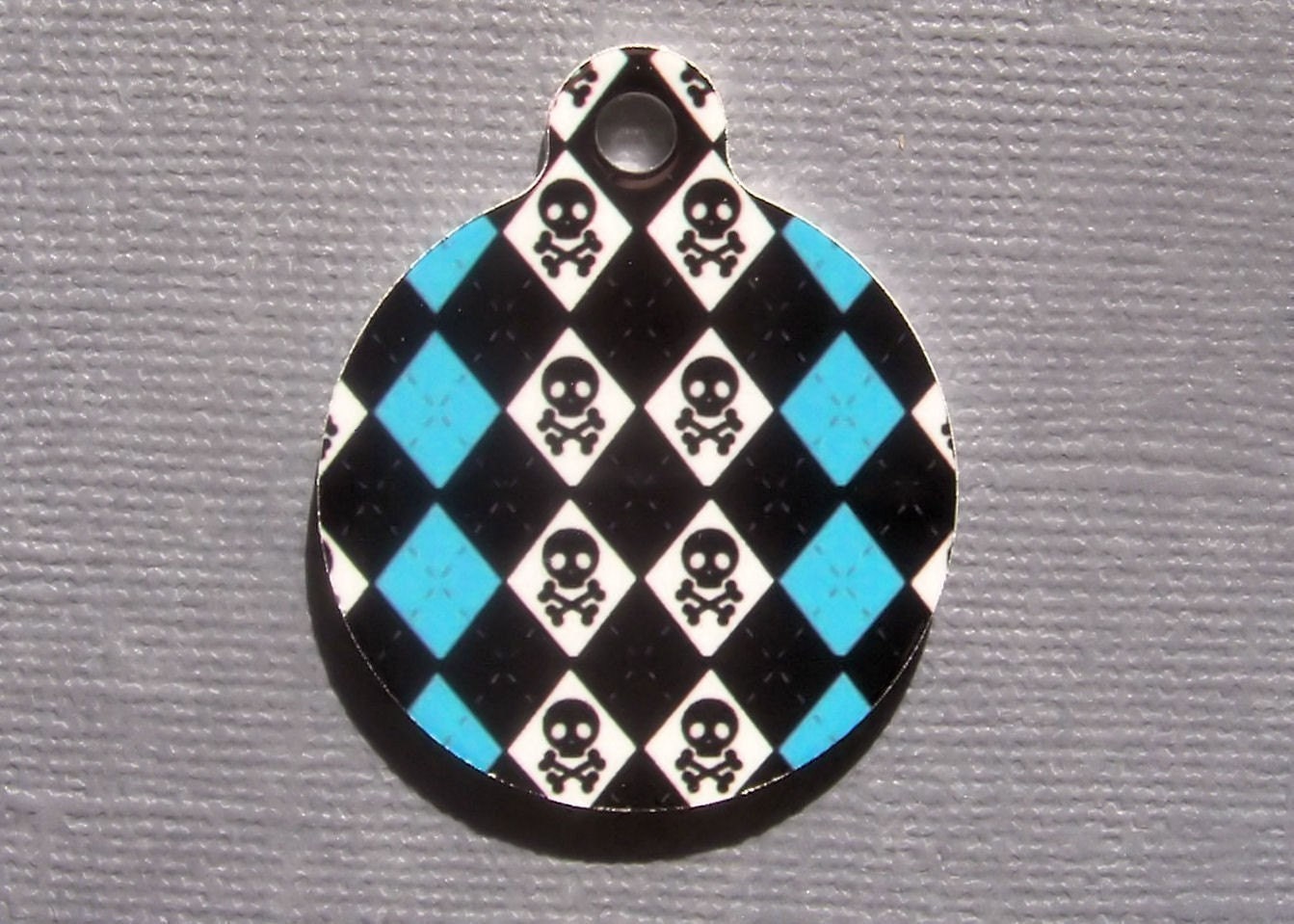 Skull and Argyle Round Pet ID Tag Custom