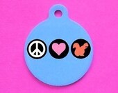 Dog Cat Pet ID Tag Peace Love Squirrels  - Custom- MEDIUM SIZE