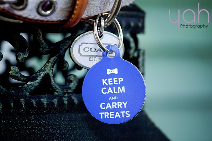Keep Calm and Carry Treats - Custom Metal Pet ID Tag