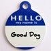 Dog ID Tag -Hello in Blue Customized - Two Sided