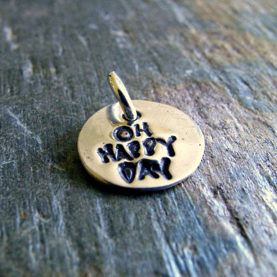 Silver Oh Happy Day Charm, Inspirational Jewelry, PMC Fine Silver