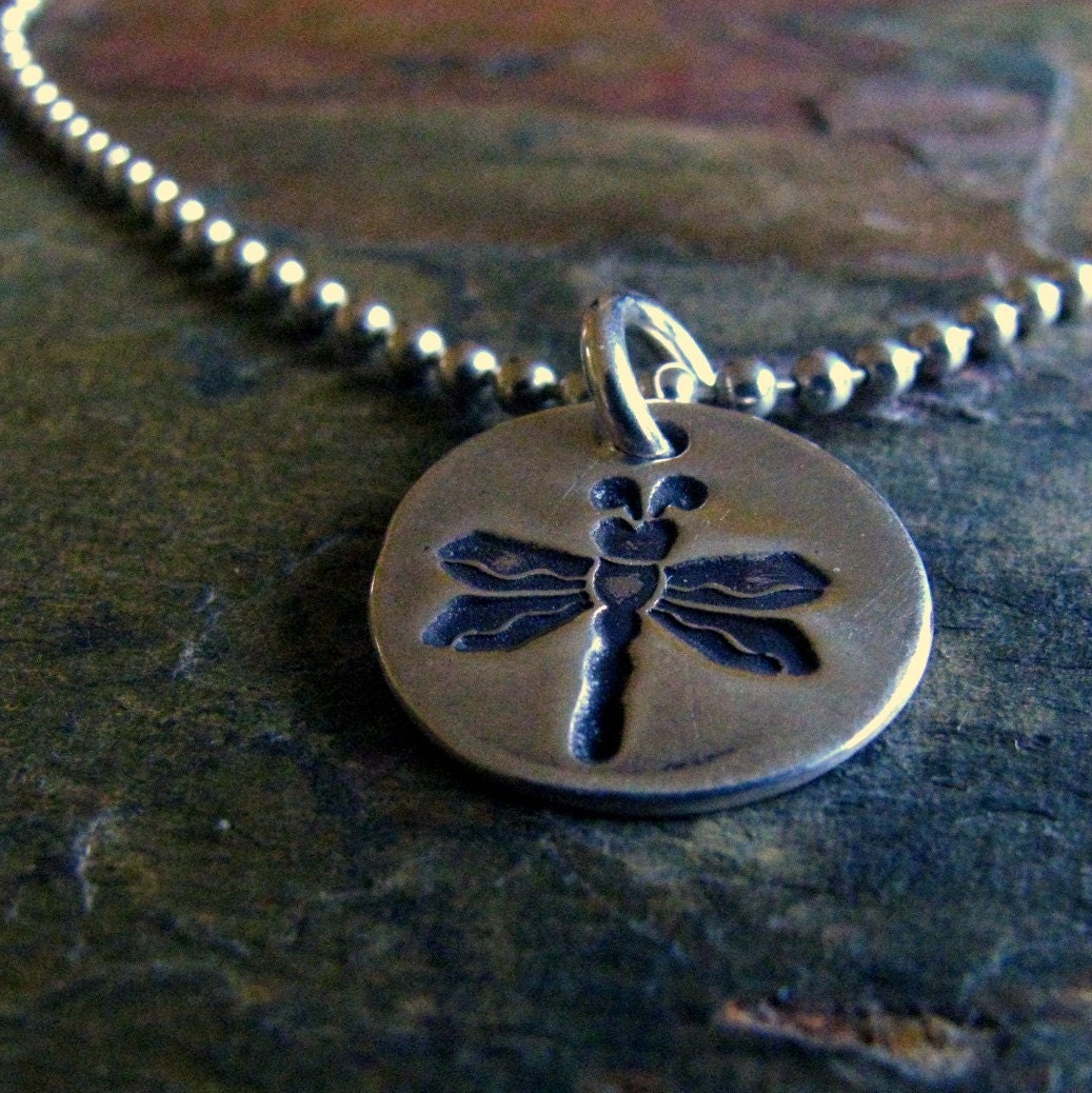 Silver Dragonfly Ankle Bracelet, PMC Fine Silver Charm, Sterling Silver Chain