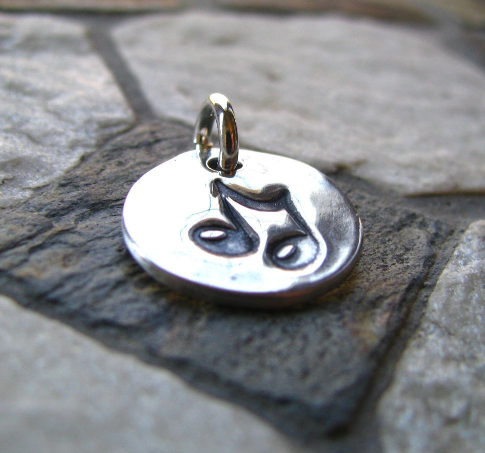 Silver Musical Note Charm, PMC Fine Silver, Teacher Gift