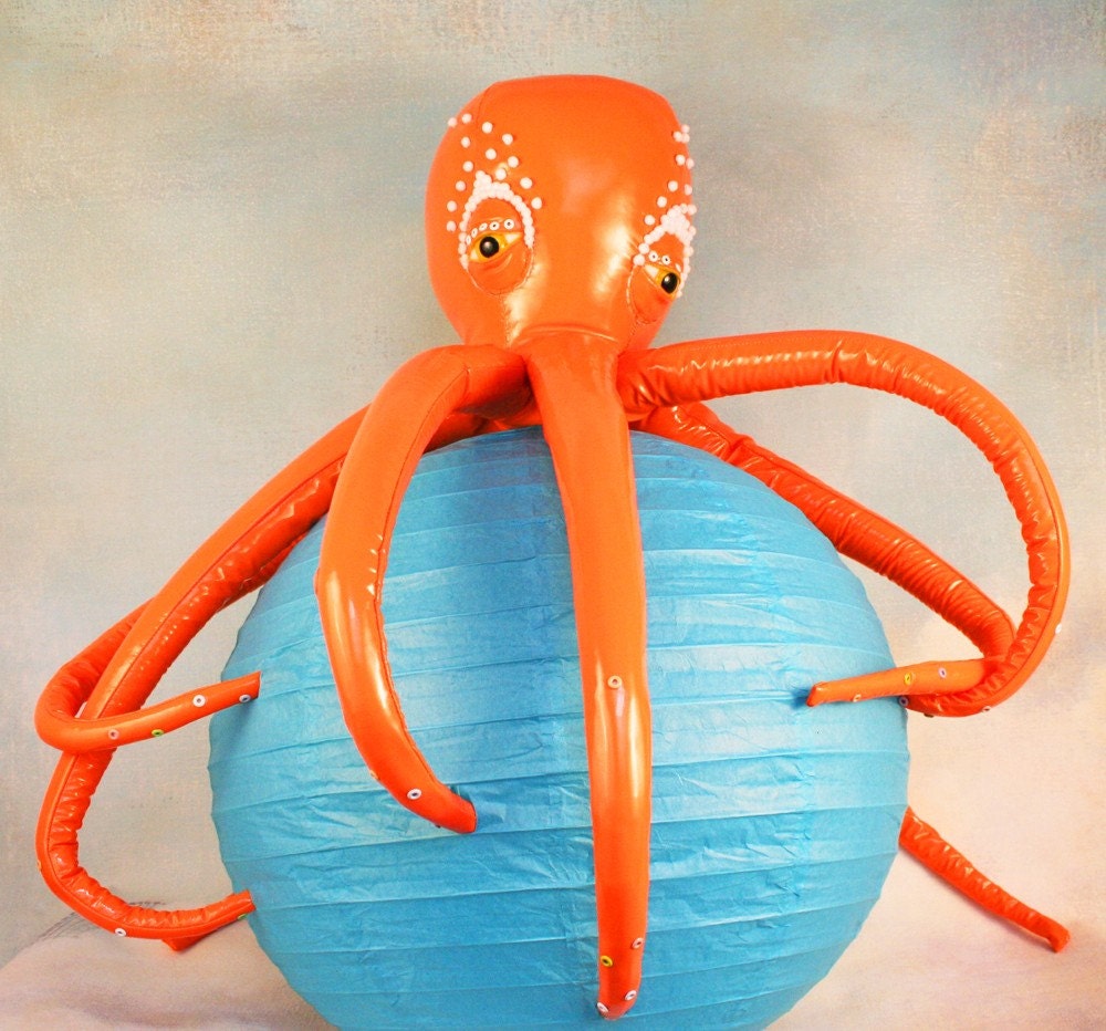 Vinyl Plush Octopus Large 3ft Orange crush READY to ship