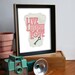 Office Decor Print - Live Laugh Love Poster - large size - pink heart lock and key calligraphy typography sign