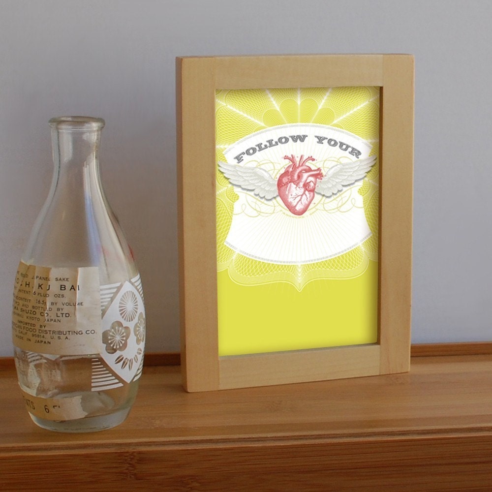 Follow Your Heart -small size- feather wing inspiration poster