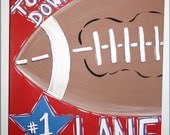 Football Themed Art Hand Painted on Canvas Painting Personalized