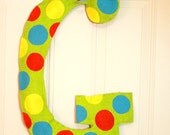 Hand Painted Initial Burlap Door Hanger Decoration Personalized Polka Dots Mother's Day