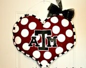 Texas A & M Aggies School Spirit College Team Burlap Door Hanger Decoration Personalized Dorm Room
