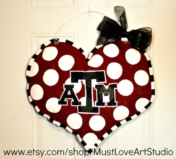 Texas A & M Aggies School Spirit College Team Burlap Door Hanger Decoration Personalized Dorm Room