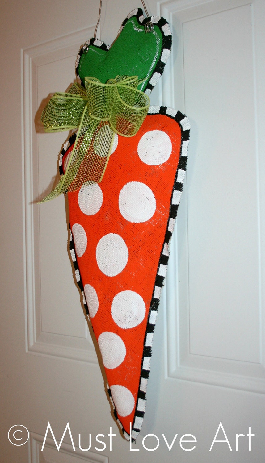 Easter Carrot Burlap Door Hanger Decoration HUGE 2 ft x 16"