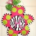 Zebra Print Hand Painted Flower Burlap Door Hanger Decoration Personalized Girl's Room