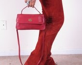 Vintage Coach Red Leather Turn Key Messenger Shoulder Bag Purse Cross Body Strap Tote Handbag