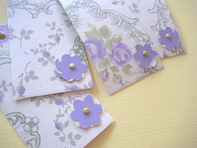 4 beautiful Gift Tags made using Vintage wallpaper - Purple Pretties - elegant and chic florals
