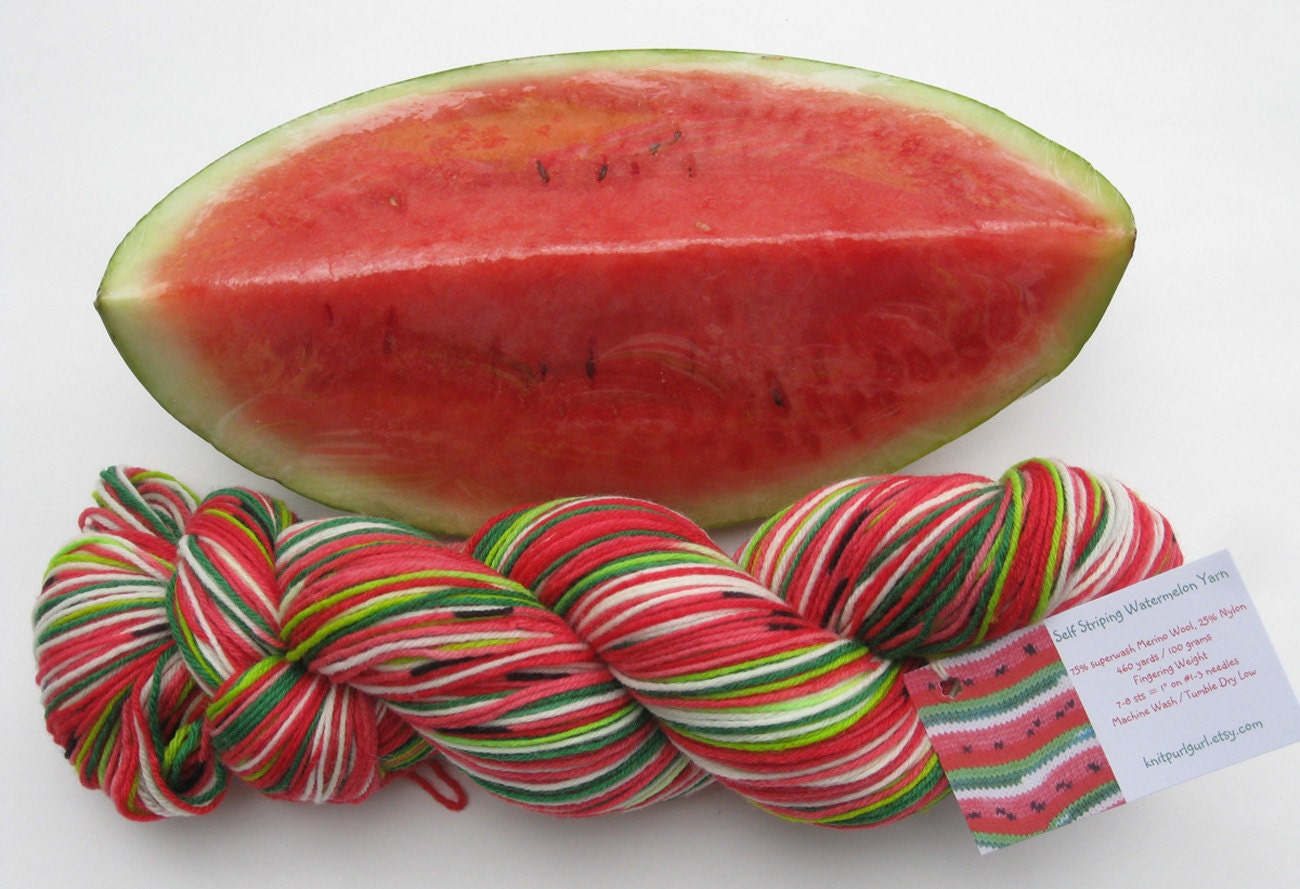 RESERVED ORDER  for Lestat402 -  Hand dyed self striping watermelon sock yarn