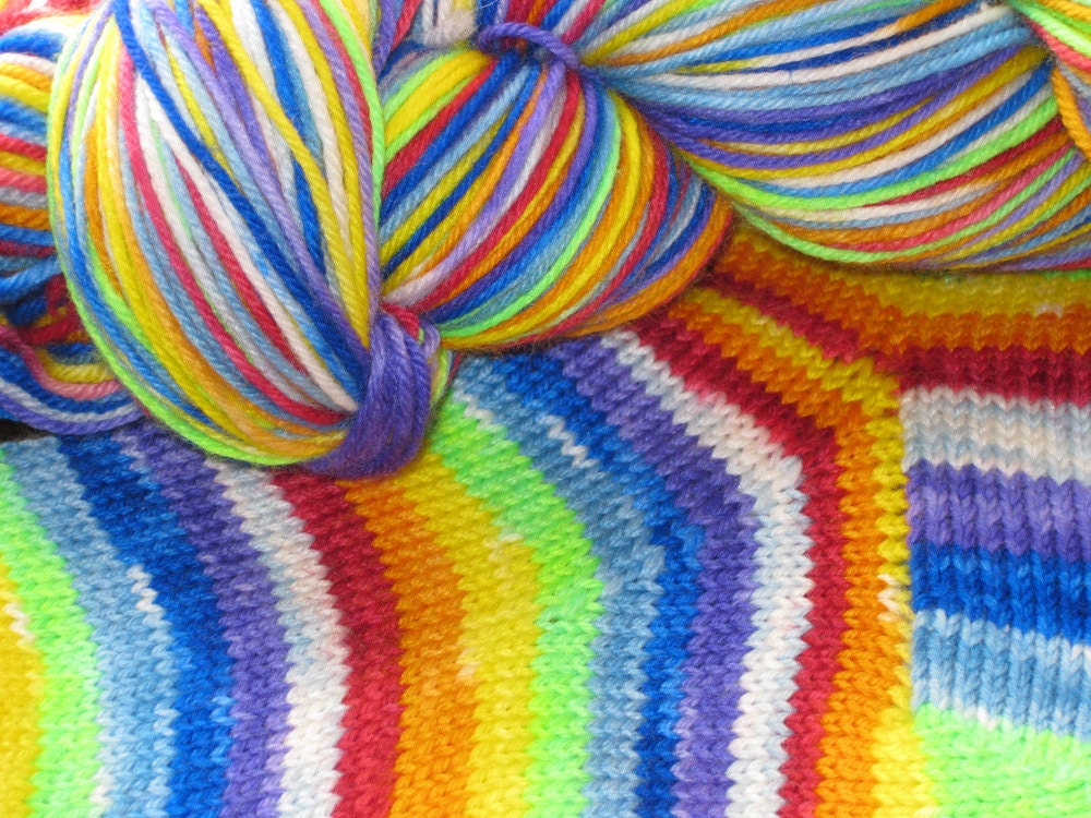 RESERVED ORDER  for sshadoan -  1 skein rainbow and clouds sock yarn, 1 skein self striping watermelon yarn