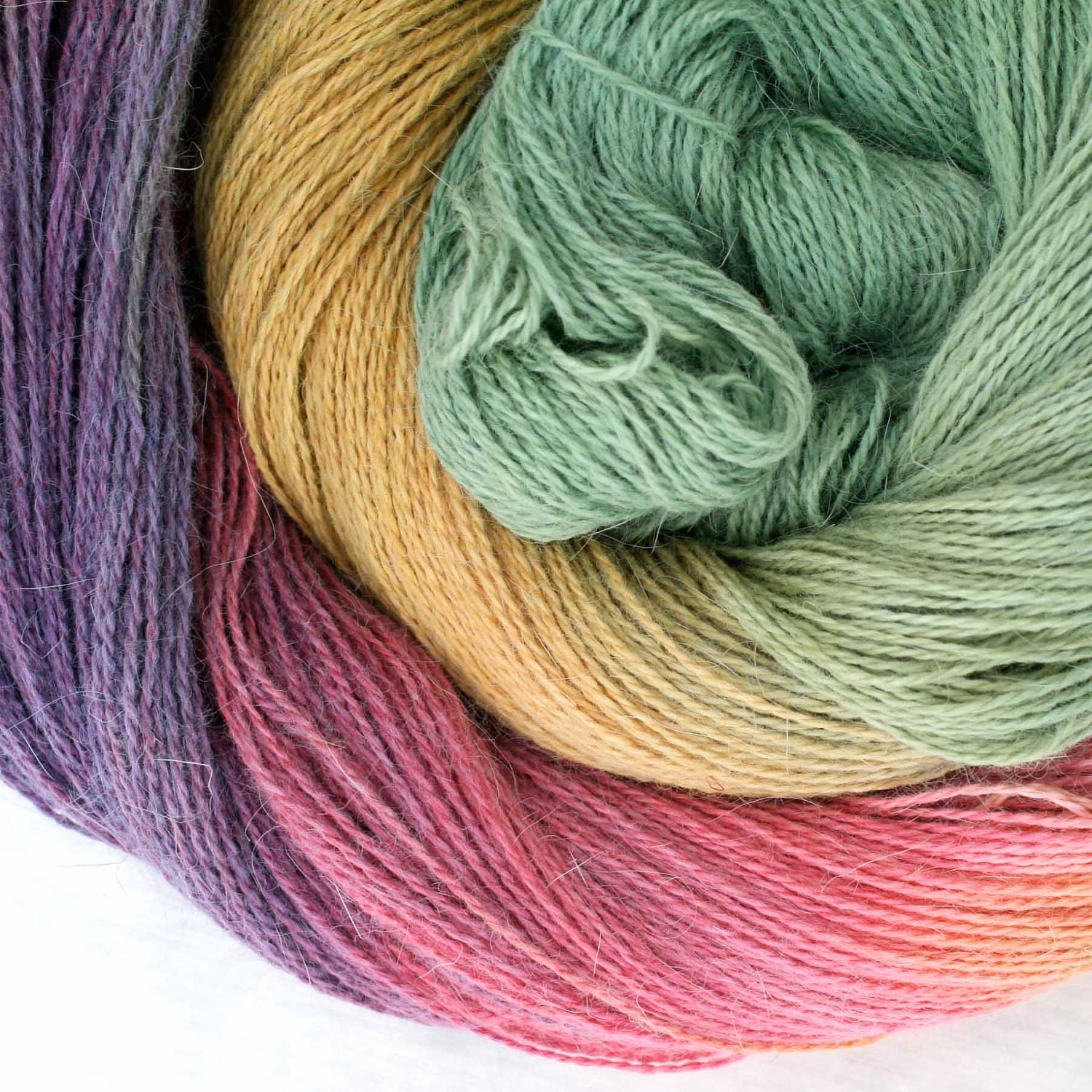 Hand Dyed Angora Silk Laceweight Yarn - Mojave