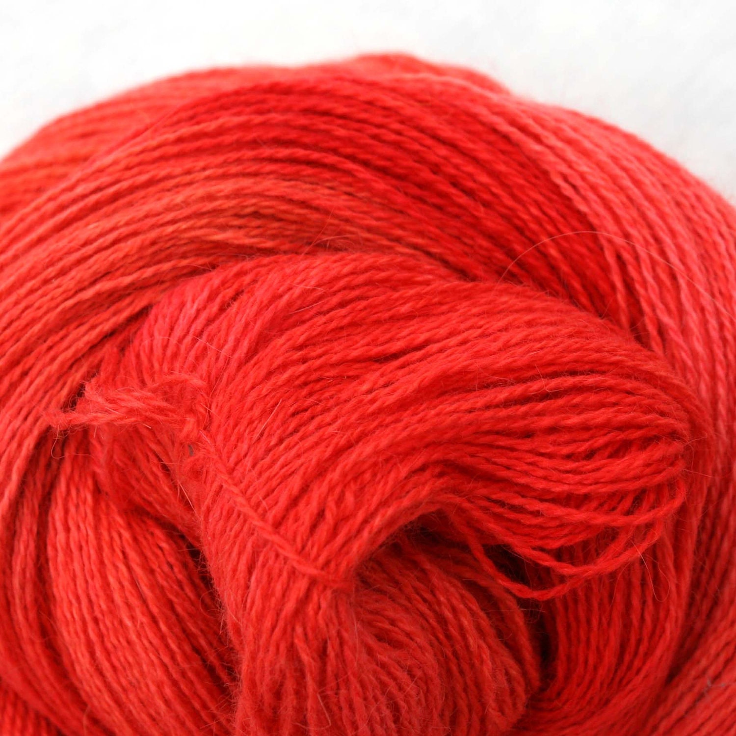 Hand Dyed Angora Silk Laceweight Yarn 435yds 50g Paprika
