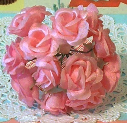 Vintage / Miniature Roses / One Bouquet of Twelve Stems / Medium Pink