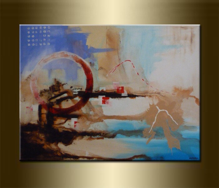 ORIGINAL abstract PAINTING,acrylic on canvas 23,6" x 31,5" x 0,7" in inches-One of a kind - HUGE,with certificate of authenticity