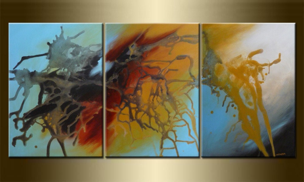 ORIGINAL abstract PAINTING,acrylic on canvas 27,6" high x 59,1" wide in inches - One of a kind - HUGE,with certificate of authenticity