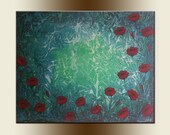 original abstract PAINTING with FLOWERS,acrylic on canvas 31,9" x 39,4" x 0,7" -One of a kind - HUGE,with certificate of authenticity