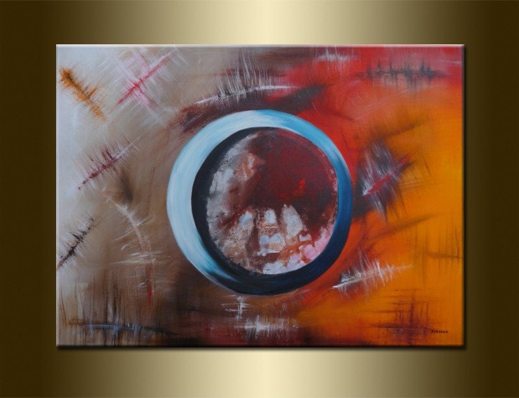 ORIGINAL abstract PAINTING,acrylic on canvas 23,6" x 31,5" x 0,7" in inches-One of a kind - HUGE,with certificate of authenticity
