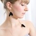 Dangle Feather Earrings - Polka Dots Black and White - Night Butterfly