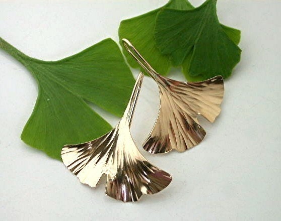 Ginkgo Leaf Earrings Gold Filled, Large, 101gf,