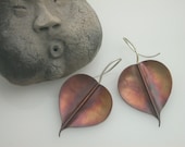 Bodhi Leaf Earrings, Copper, Large, Pipal, Buddha Leaf. 134mc
