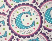 Personalized with your Initital or Age - Preppy Polka Dot Custom Favor Tags - Choose Your Colors and Initial