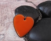 Orange Heart Valentine's Day Enamel Necklace