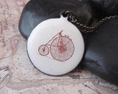 Penny Farthing Bike  Enamel Necklace