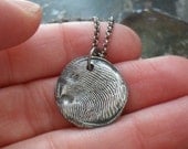 Fingerprint Necklace Fine Silver Personalized 1 Charm on Rollo Chain