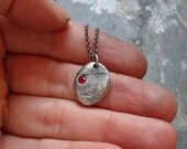 Custom Fingerprint Necklace in Fine Silver - Sterling Silver Oxidized Rollo Chain - 1 Print