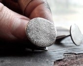 Fingerprint Cufflinks in Fine and Sterling Silver Made to Order