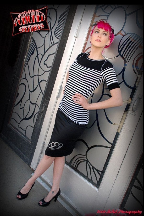 Snitches Get Stitches Black Pencil Skirt S, M or L